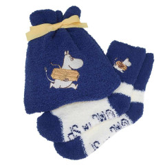Japan Moomin Warm Socks & Drawstring Bag - Moomintroll : Navy White