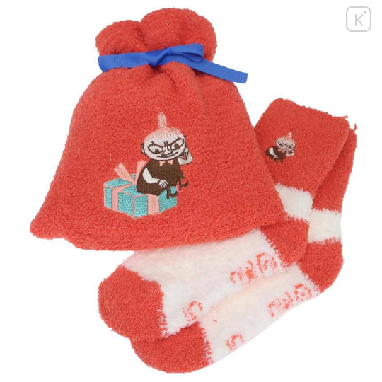 Japan Moomin Warm Socks & Drawstring Bag - Little My : Red Orange - 1