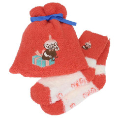 Japan Moomin Warm Socks & Drawstring Bag - Little My : Red Orange