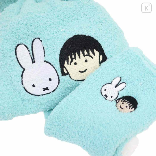 Japan Chibi Maruko Chan Warm Socks & Drawstring Bag - Miffy & Momoko Sakura : Turquoise White - 3