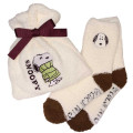 Japan Peanuts Warm Socks & Drawstring Bag - Snoopy : Beige Brown - 1