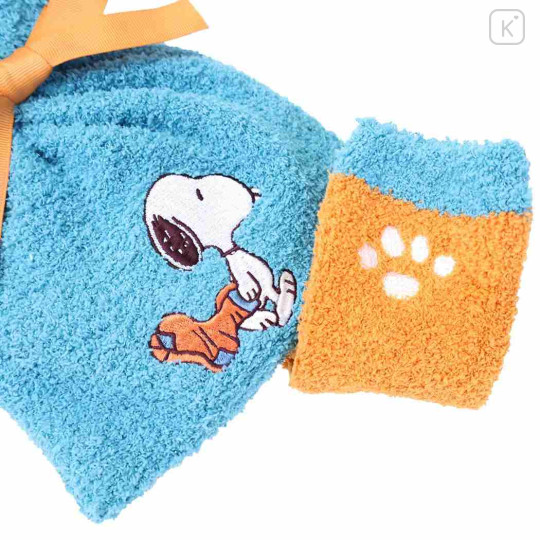 Japan Peanuts Warm Socks & Drawstring Bag - Snoopy : Turquoise Orange - 3