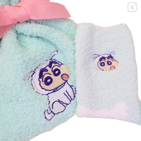 Japan Crayon Shin-chan Warm Socks & Drawstring Bag - Shinnosuke Nohara & Shiro : Turquoise - 3
