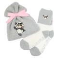 Japan Crayon Shin-chan Warm Socks & Drawstring Bag - Shinnosuke Nohara : Panda Grey White - 1