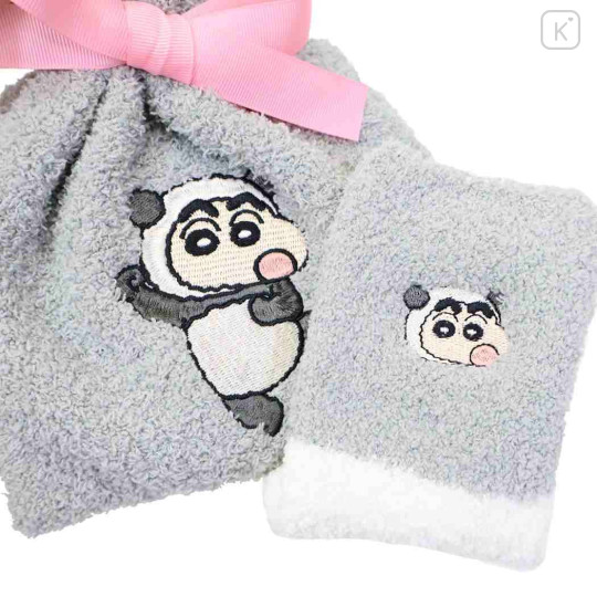 Japan Crayon Shin-chan Warm Socks & Drawstring Bag - Shinnosuke Nohara : Panda Grey White - 3