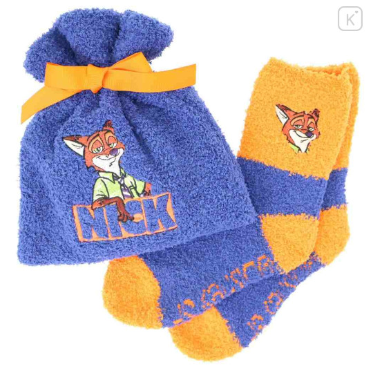 Japan Disney Warm Socks & Drawstring Bag - Zootopia : Purple Orange - 1