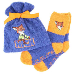 Japan Disney Warm Socks & Drawstring Bag - Zootopia : Purple Orange