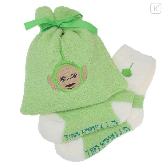 Japan Teletubbies Warm Socks & Drawstring Bag - White Green Dipsy - 1