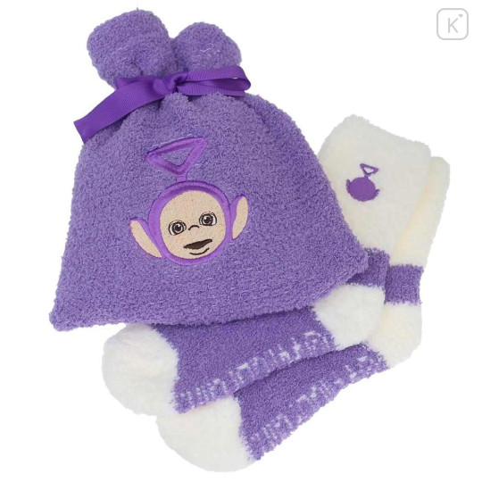Japan Teletubbies Warm Socks & Drawstring Bag - White Purple Tinky Winky - 1