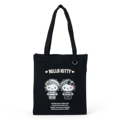 Japan Sanrio Original Mini Tote Bag - Hello Kitty & Hello Mimmy : Monochrome Girly Twin Coordinate