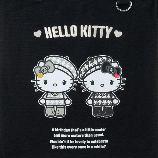 Japan Sanrio Original Tote Bag - Hello Kitty & Hello Mimmy : Monochrome Girly Twin Coordinate - 4