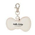 Japan Sanrio Metal Charm Keychain - Hello Kitty : Monotone Ribbon Ivory - 2