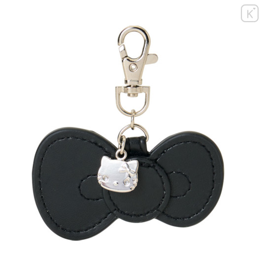 Japan Sanrio Metal Charm Keychain - Hello Kitty : Monotone Ribbon Black - 1