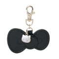 Japan Sanrio Metal Charm Keychain - Hello Kitty : Monotone Ribbon Black - 1