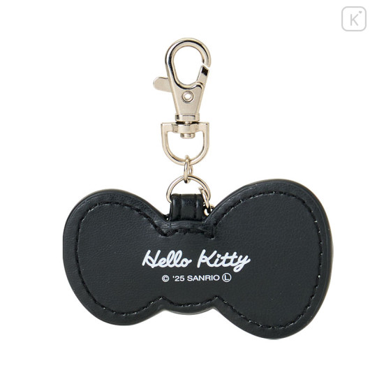 Japan Sanrio Metal Charm Keychain - Hello Kitty : Monotone Ribbon Black - 2