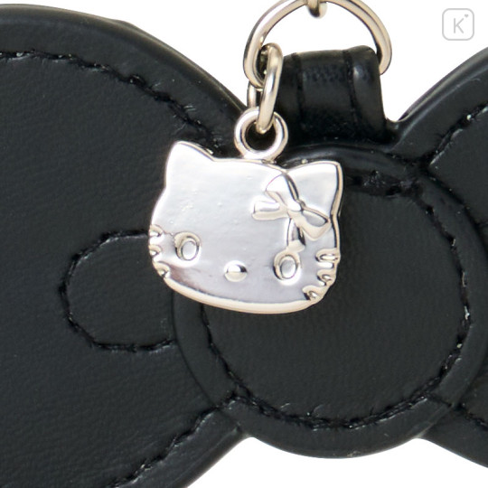Japan Sanrio Metal Charm Keychain - Hello Kitty : Monotone Ribbon Black - 3