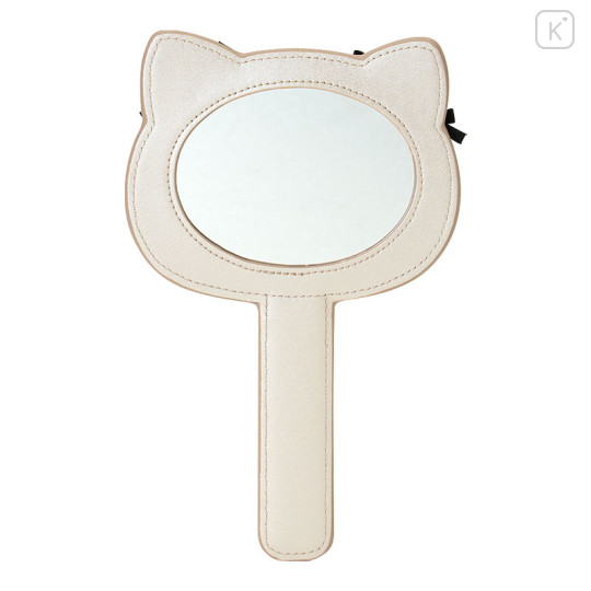 Japan Sanrio Hand Mirror - Hello Kitty : Monotone Ribbon - 2