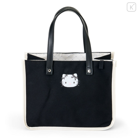 Japan Sanrio Tote Bag - Hello Kitty : Monotone Ribbon Black - 1