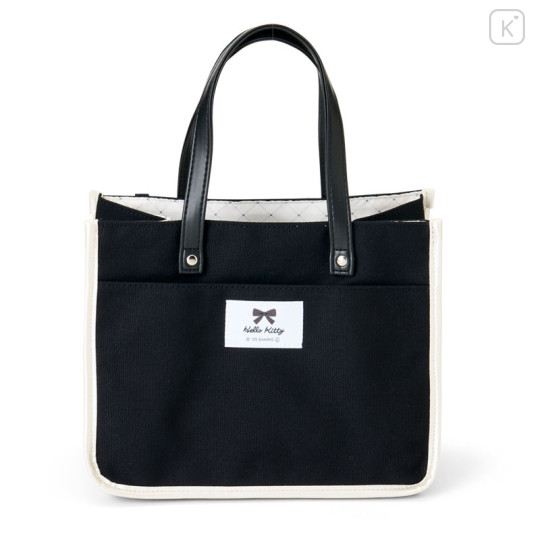 Japan Sanrio Tote Bag - Hello Kitty : Monotone Ribbon Black - 2