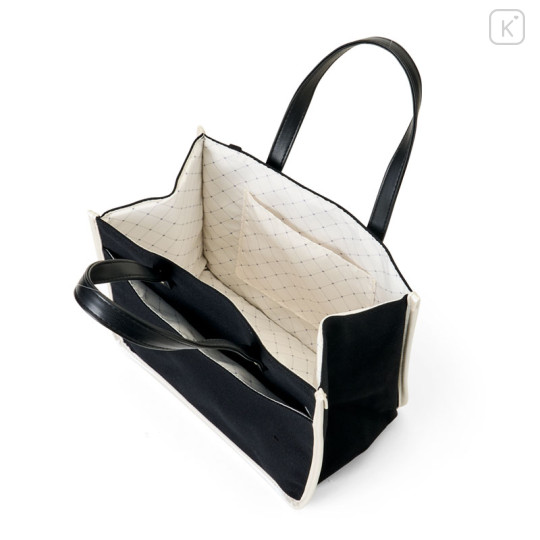 Japan Sanrio Tote Bag - Hello Kitty : Monotone Ribbon Black - 3