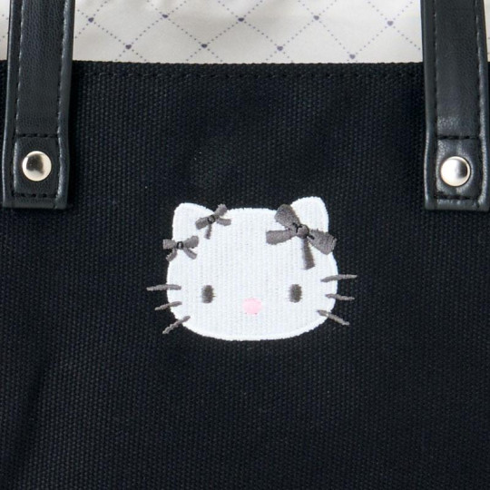 Japan Sanrio Tote Bag - Hello Kitty : Monotone Ribbon Black - 4