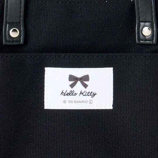 Japan Sanrio Tote Bag - Hello Kitty : Monotone Ribbon Black - 5