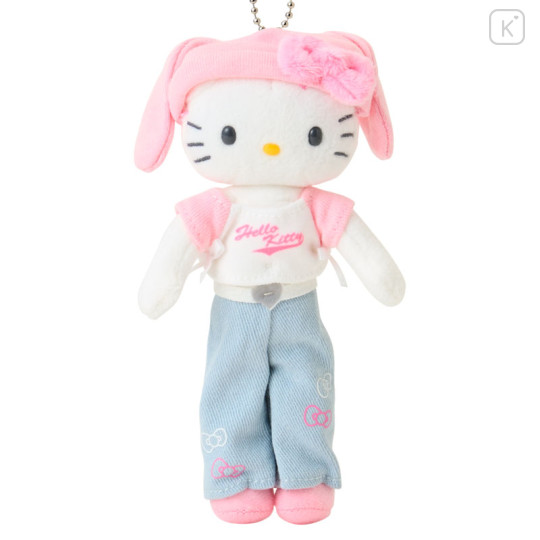 Japan Sanrio Original Mascot Holder - Hello Kitty : Sanrio Closet Collection Casual Style Bunny Ear Knit Hat Style Up Mascot - 2