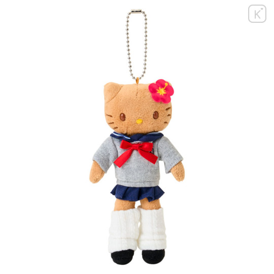 Japan Sanrio Original Mascot Holder - Hello Kitty : Sanrio Closet Collection Kogal Gogo Gal Style Uniform Tan - 1