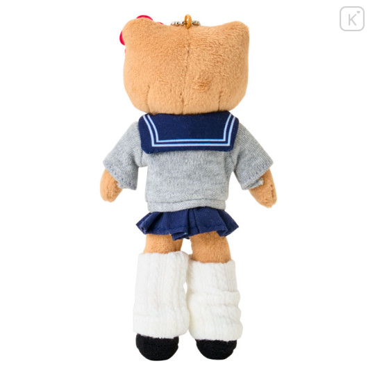 Japan Sanrio Original Mascot Holder - Hello Kitty : Sanrio Closet Collection Kogal Gogo Gal Style Uniform Tan - 3