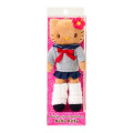 Japan Sanrio Original Mascot Holder - Hello Kitty : Sanrio Closet Collection Kogal Gogo Gal Style Uniform Tan - 4