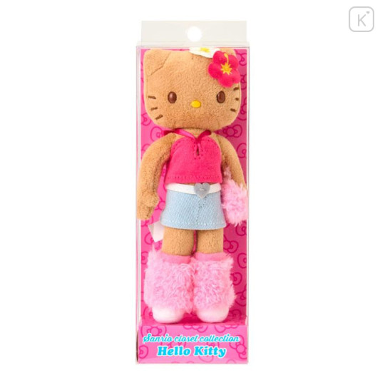 Japan Sanrio Original Mascot Holder - Hello Kitty : Sanrio Closet Collection Gal Style Y2K Hibiscus Tan Style Up Mascot - 4