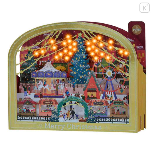 Japan Sanrio 3D Greeting Card - Vibrant Christmas Market & Music - 1