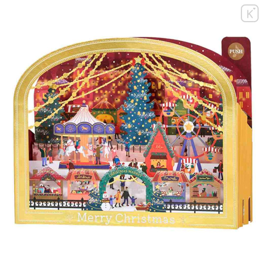 Japan Sanrio 3D Greeting Card - Vibrant Christmas Market & Music - 2