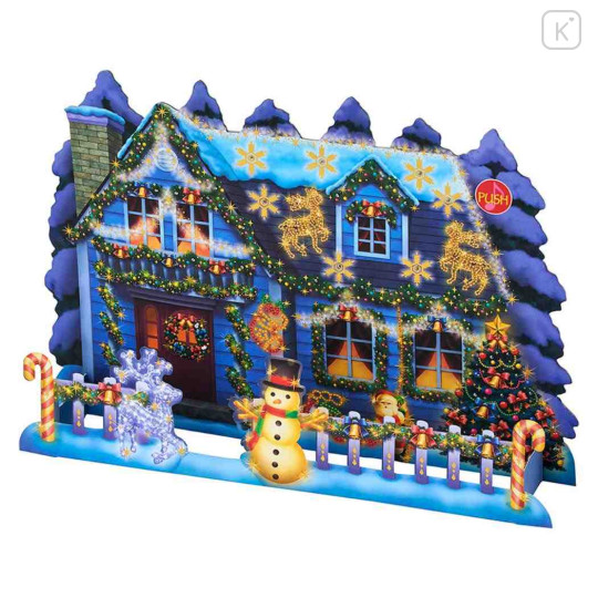 Japan Sanrio 3D Greeting Card - Christmas Illumination House Snowman & Music - 2