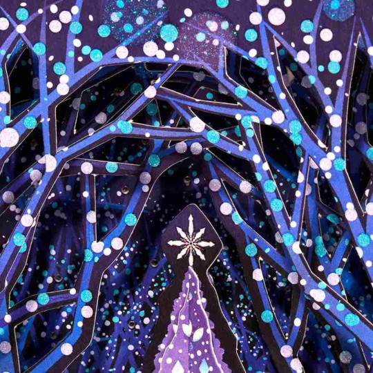 Japan Sanrio 3D Greeting Card - Christmas Tree Blue Illumination & Music - 3