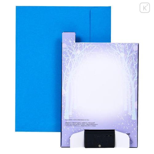 Japan Sanrio 3D Greeting Card - Christmas Tree Blue Illumination & Music - 4
