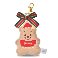 Japan Disney Store Plush Keychain - Pooh : Christmas Ribbon Cookie Ornament