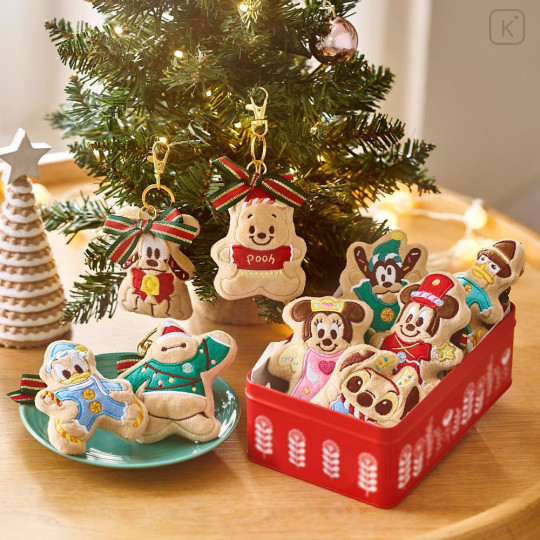 Japan Disney Store Plush Keychain - Stitch : Christmas Ribbon Cookie Ornament - 6