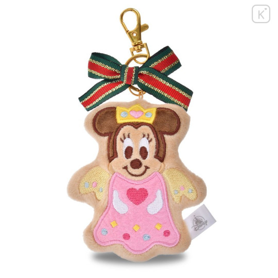 Japan Disney Store Plush Keychain - Minnie : Christmas Ribbon Cookie Ornament - 1