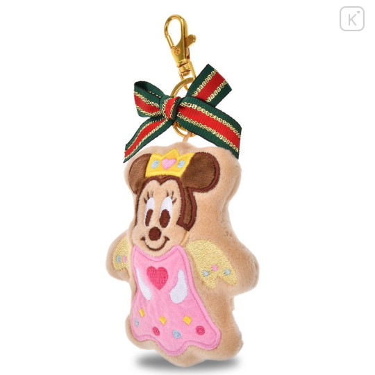 Japan Disney Store Plush Keychain - Minnie : Christmas Ribbon Cookie Ornament - 2