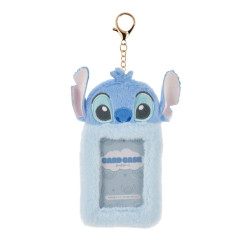 Japan Disney Store Fluffy Pass Case Card Holder - Stitch : Heartwarming