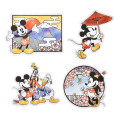 Japan Disney Store Die-cut Sticker Collection - Mickey & Minnie : Washi Style Japanese Mt. Fuji & Cherry Blossom - 1