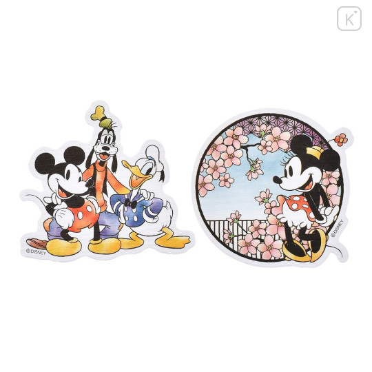 Japan Disney Store Die-cut Sticker Collection - Mickey & Minnie : Washi Style Japanese Mt. Fuji & Cherry Blossom - 4