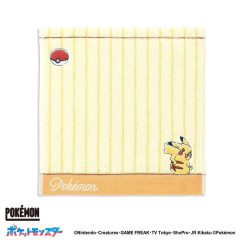 Japan Pokemon Mini Towel Jacquard Handkerchief - Pickles & Pikachu : Yellow Stripe