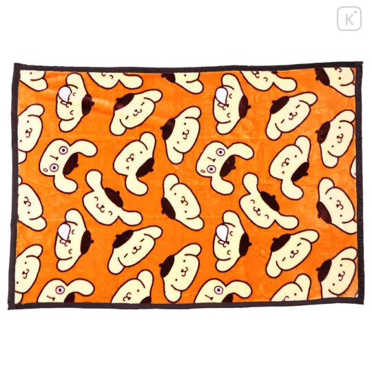 Japan Sanrio Fluffy Throw Blanket - Pompompurin : All Over Pattern Orange - 1