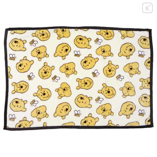 Japan Disney Fluffy Throw Blanket - Pooh : All Over Pattern Light Yellow - 1