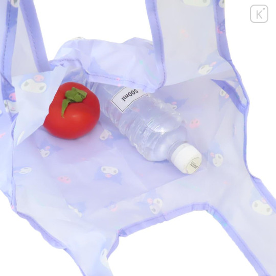 Japan Sanrio Eco Shopping Bag & Mascot Pouch - Kuromi : Light Purple - 3