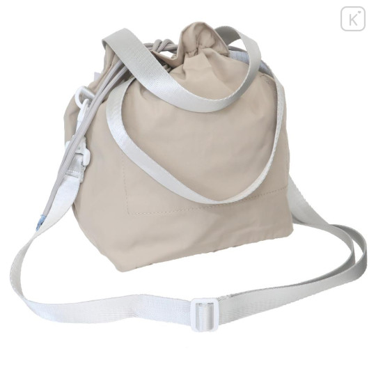 Japan Peanuts Shoulder Drawstring Bag - Snoopy : Super Beagle Ivory Beige - 2