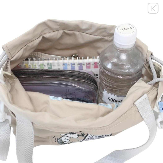 Japan Peanuts Shoulder Drawstring Bag - Snoopy : Super Beagle Ivory Beige - 3