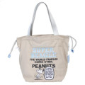 Japan Peanuts Shoulder Drawstring Bag - Snoopy : Super Beagle Ivory Beige - 5